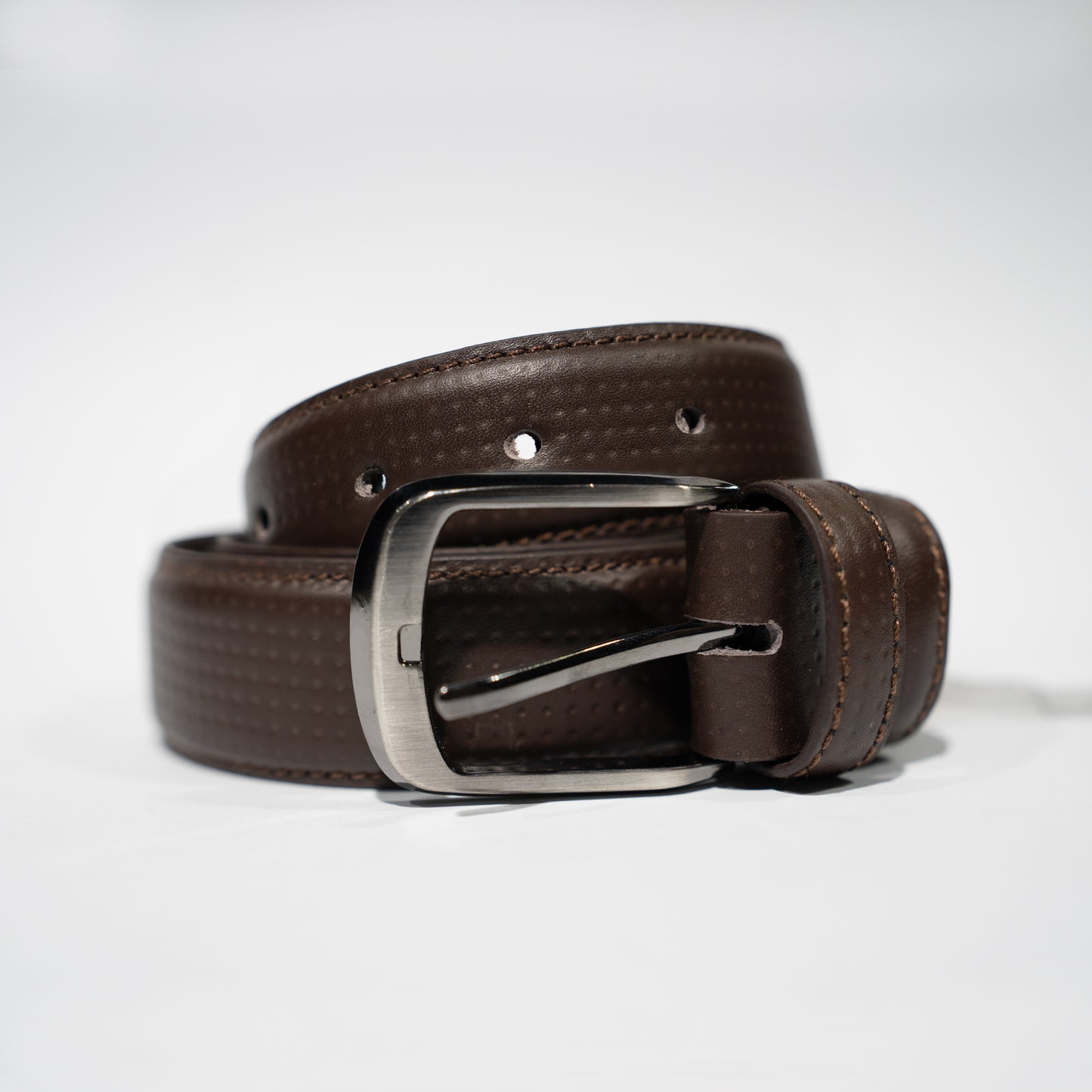 Dark Brown Genuine Leather Belt – Automatic Buckle Design