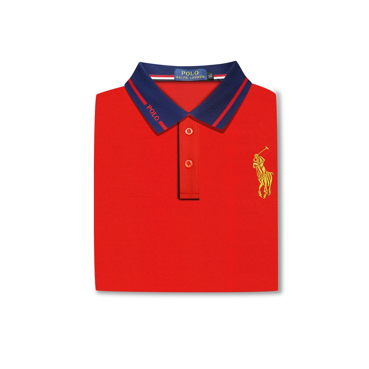 Men’s Red Polo – Yellow Logo Edition