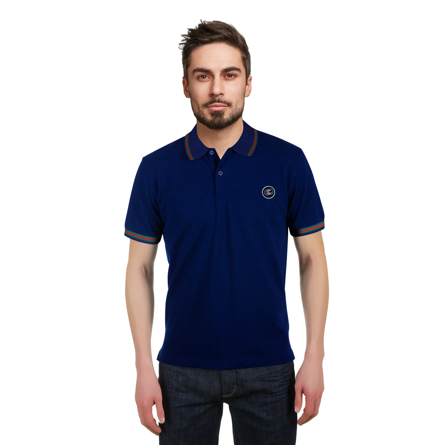 Men’s Navy Blue Polo – Badge Detail Edition