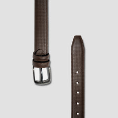 Dark Brown Genuine Leather Belt – Automatic Buckle Design