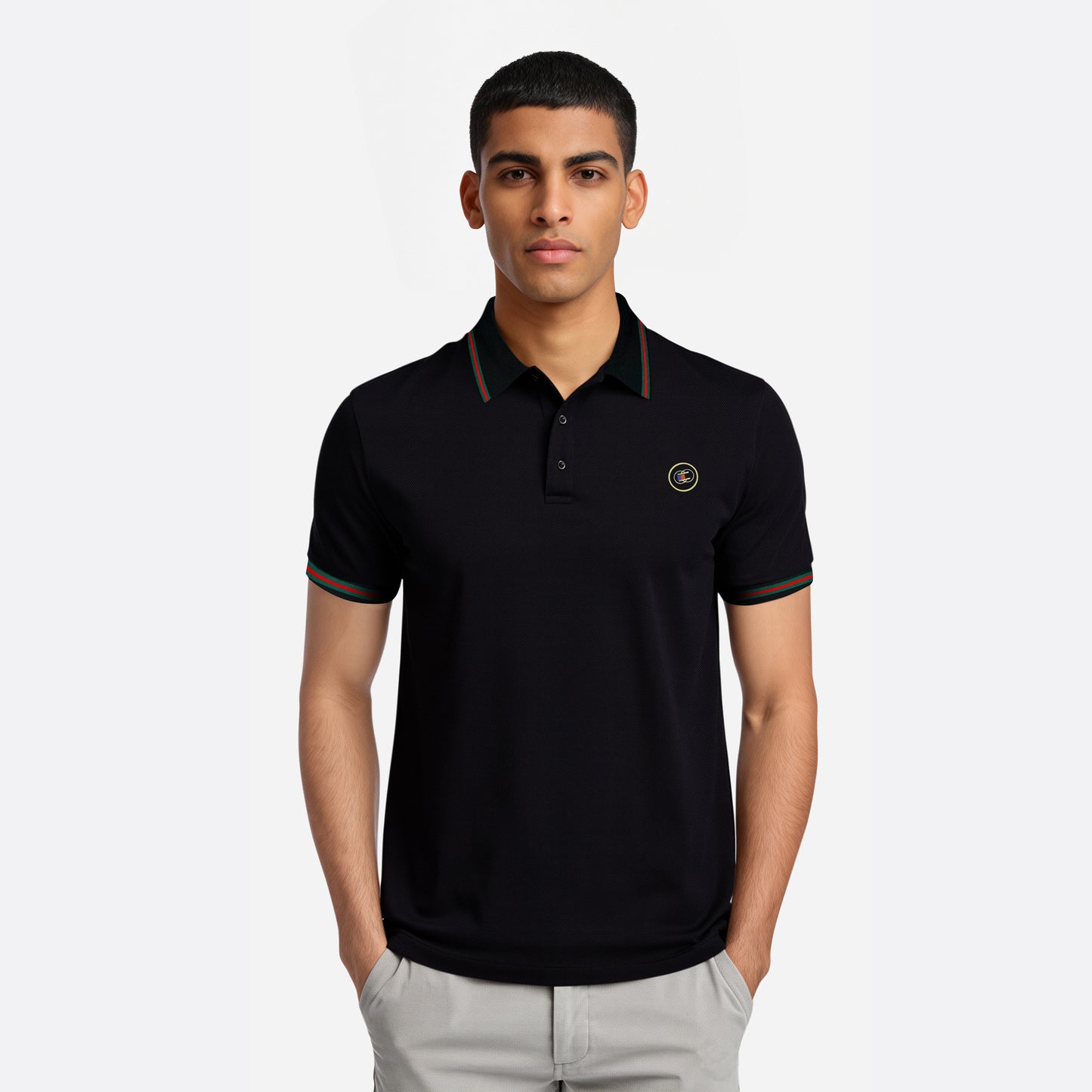 Men’s Black Polo – Classic Badge Edition