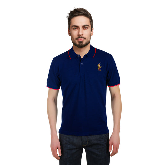 Men’s Navy Blue Polo – Premium Logo Edition