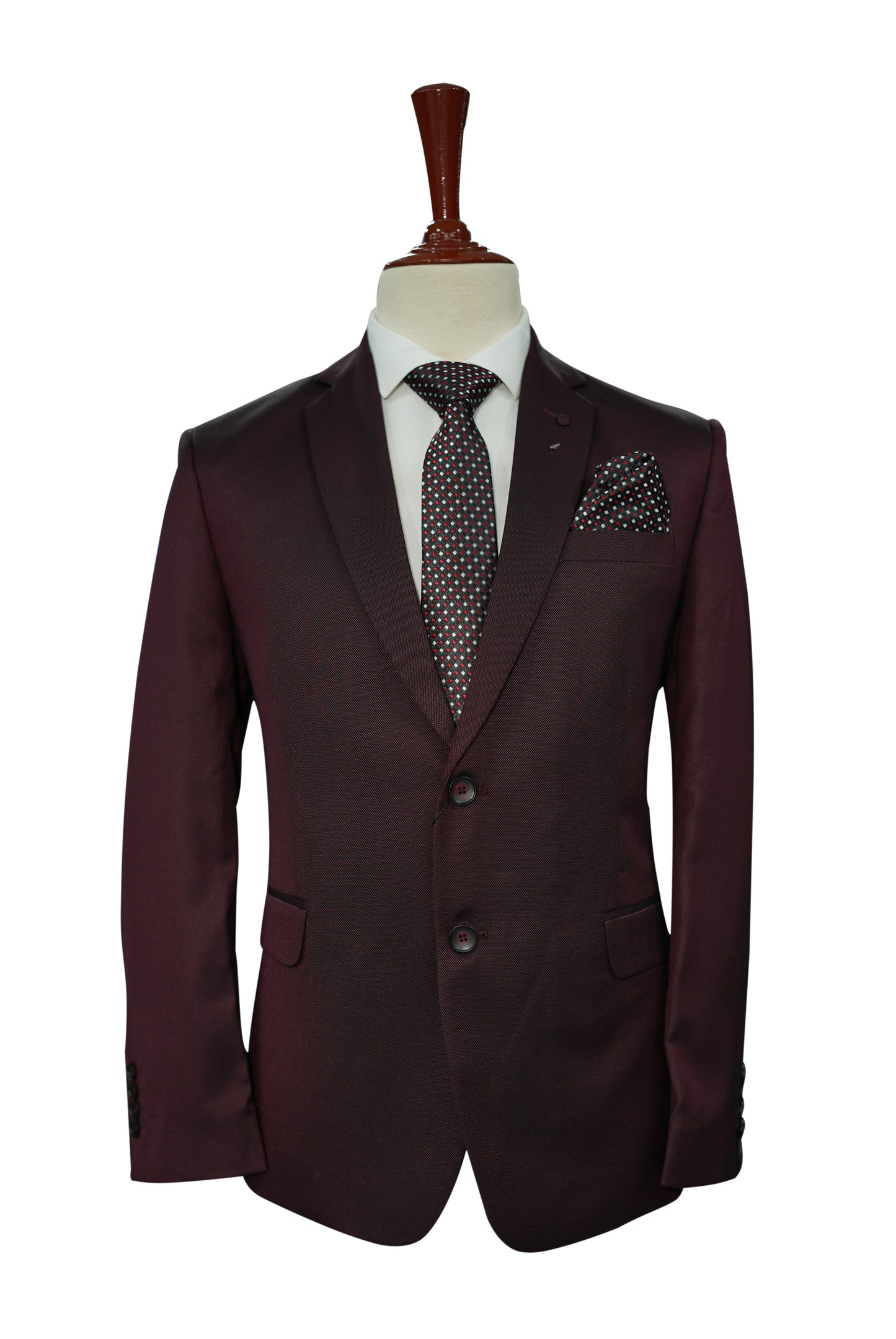 Men’s Classic Burgundy Formal Suit – Elegant Tailored Fit