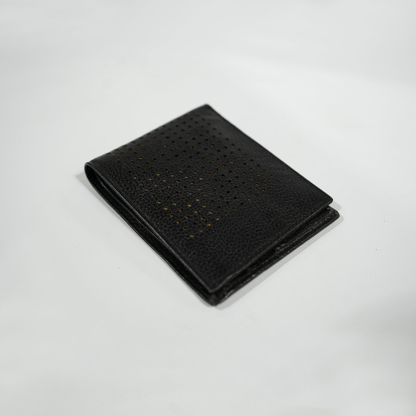 Black Genuine Leather Men’s Wallet – Perforated Slim Design