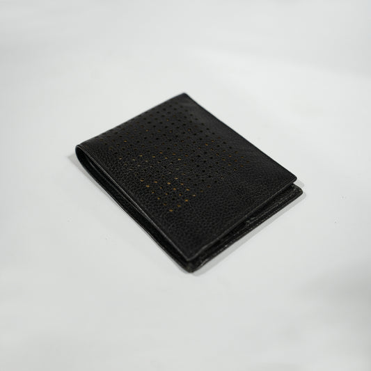 Black Genuine Leather Men’s Wallet – Perforated Slim Design