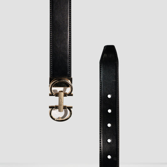 Black Genuine Leather Belt – Premium Golden Designer Buckle
