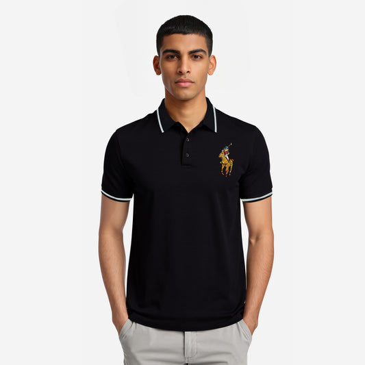 Men’s Black Polo – Classic Logo Design