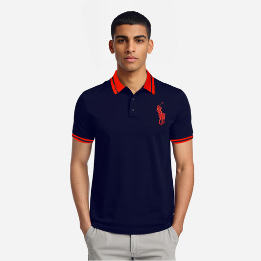 Men’s Navy Polo – Red Accent Logo Edition