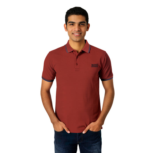 Hugo Boss Rust Polo – Black Logo & Contrast Detailing