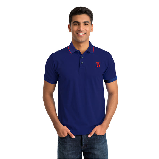 Royal Blue Polo – Red TB Logo Contrast
