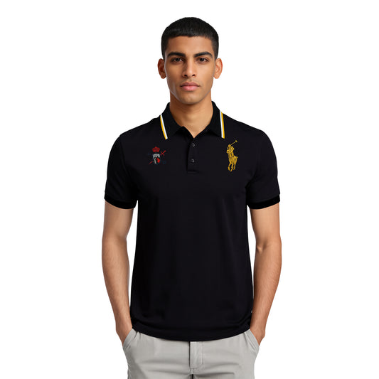 Men’s Black Polo – Yellow Contrast Logo Edition