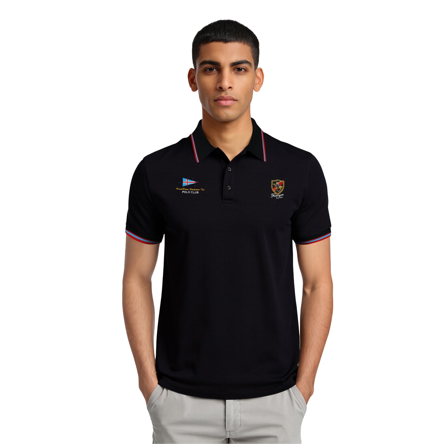 Black Polo – Crest Badge & Sport Detailing