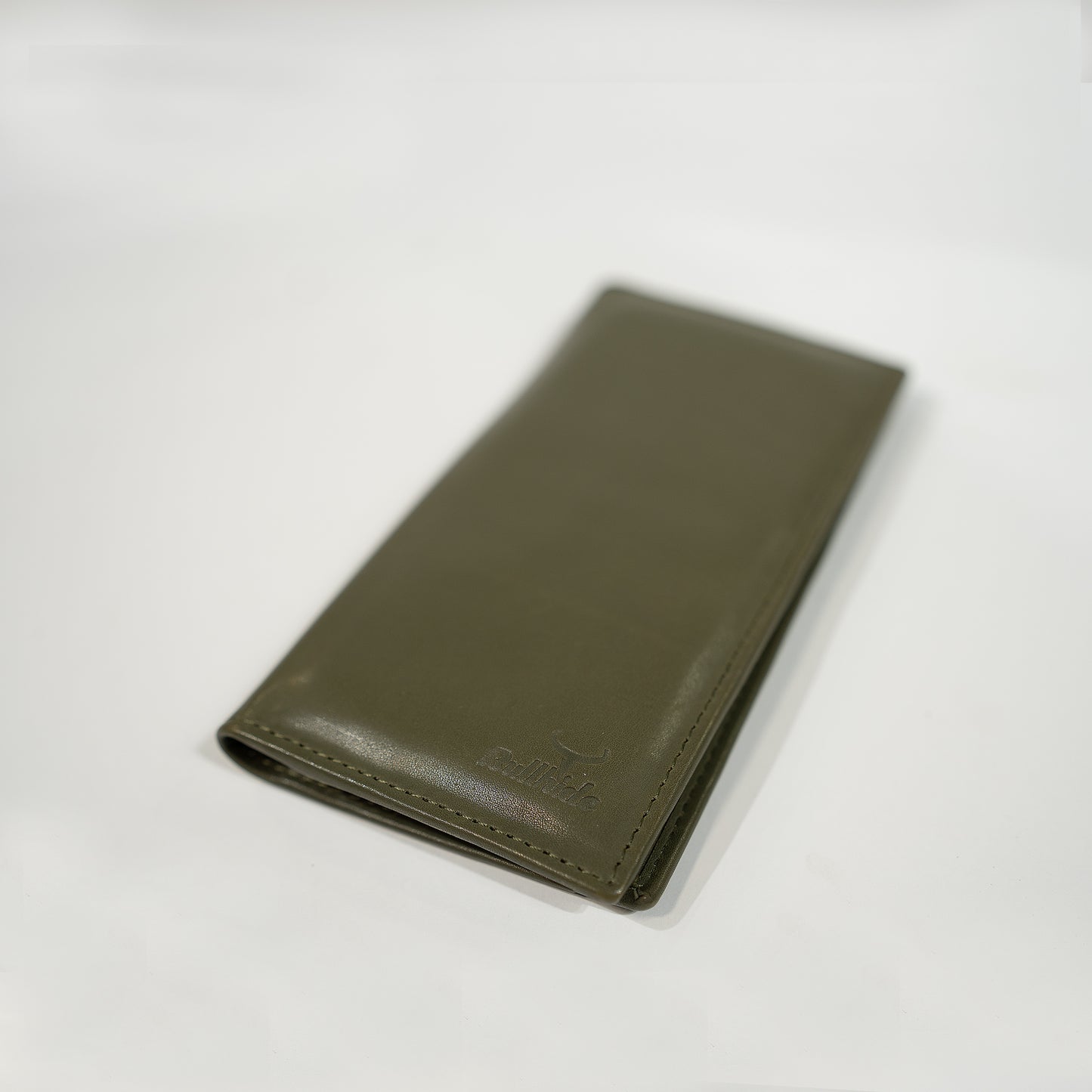Olive Green Genuine Leather Long Wallet – Slim & Stylish Unisex Design