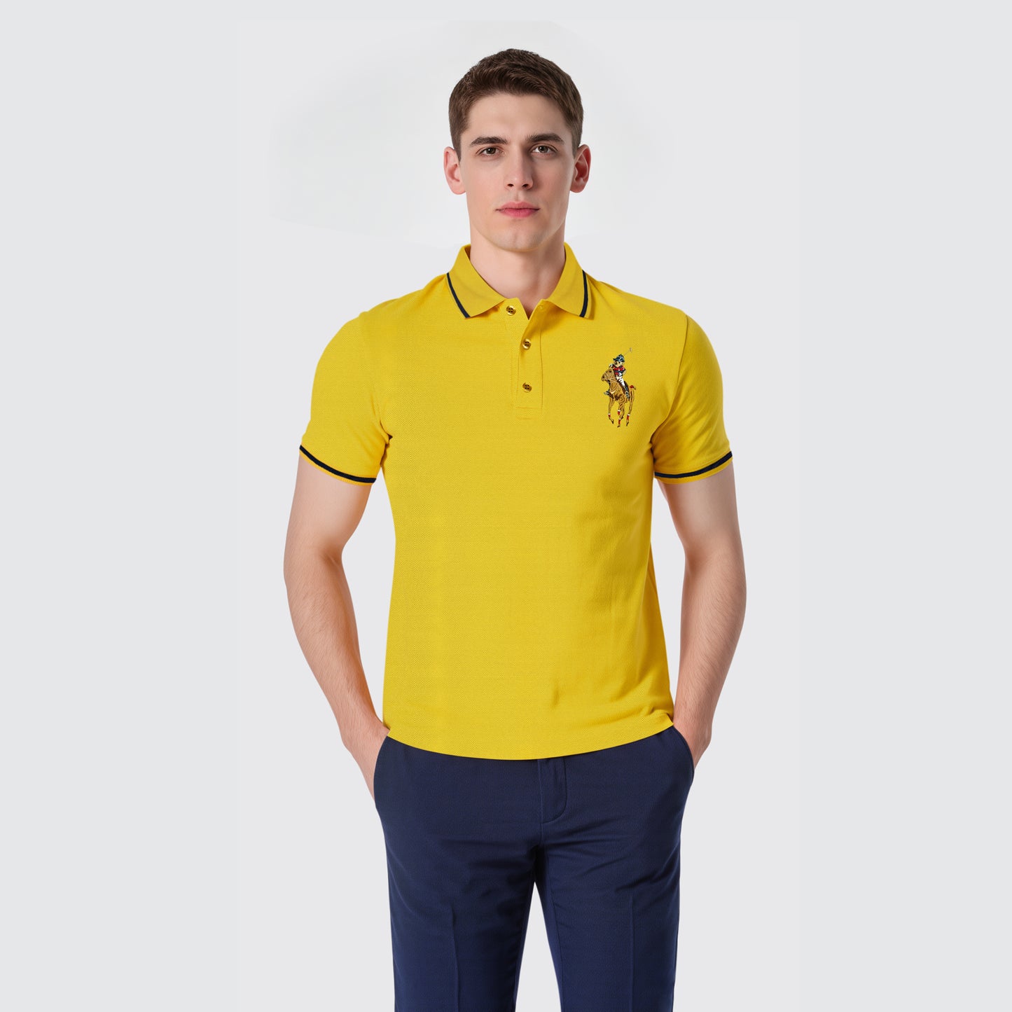 Men’s Yellow Polo – Premium Logo Collection