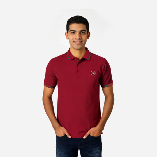 Men’s Maroon Polo – Classic Badge Design