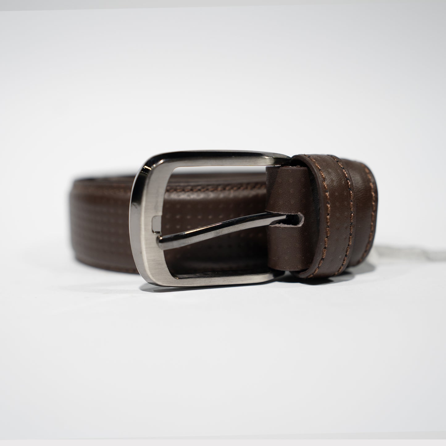 Dark Brown Genuine Leather Belt – Automatic Buckle Design
