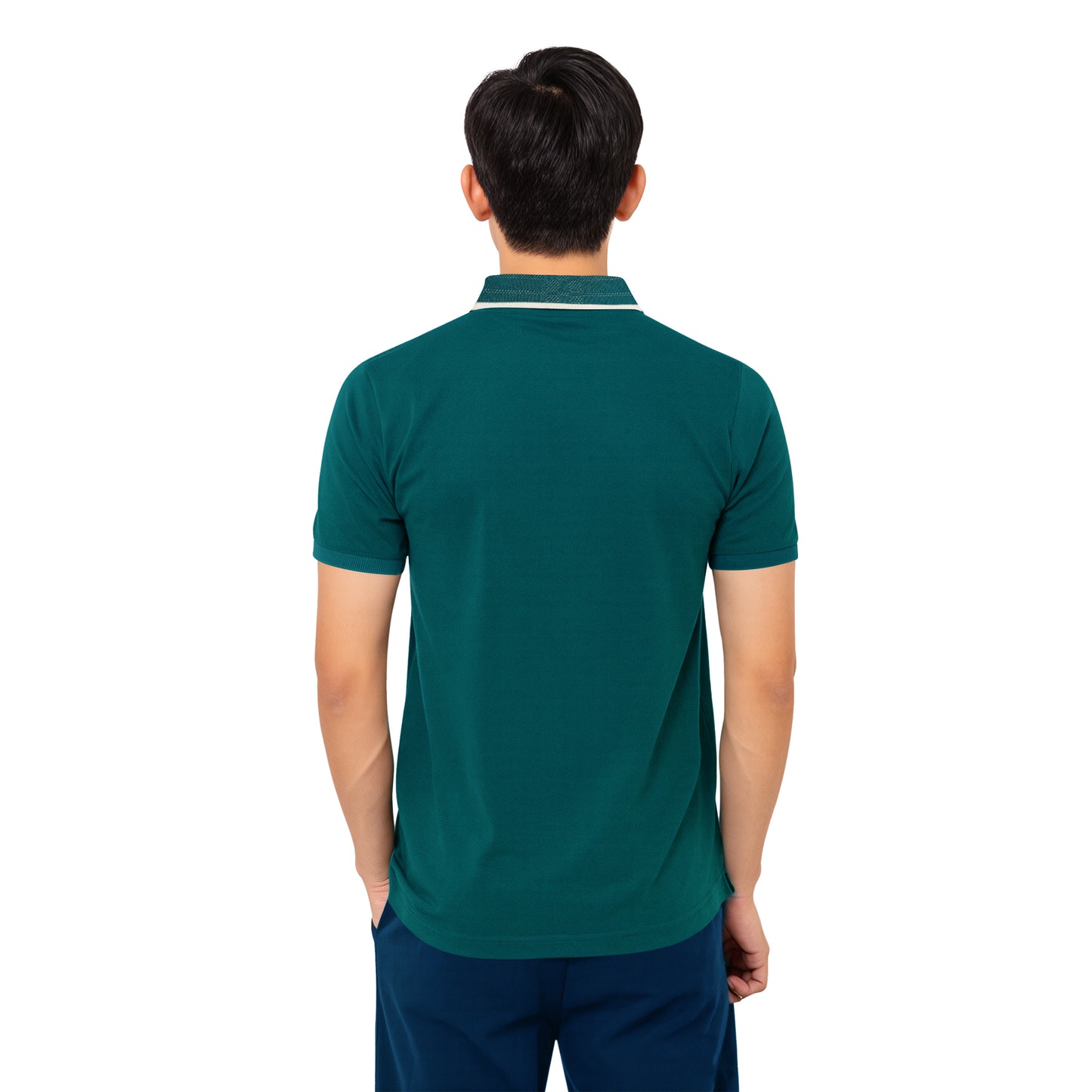 Green Polo – Golden TB Logo & Contrast Collar