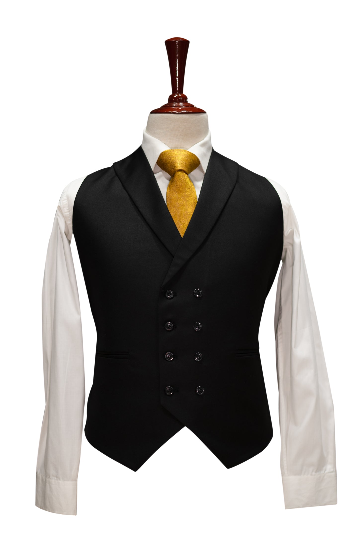 Black 3-Piece Men’s Suit with Golden Tie & Pocket Square