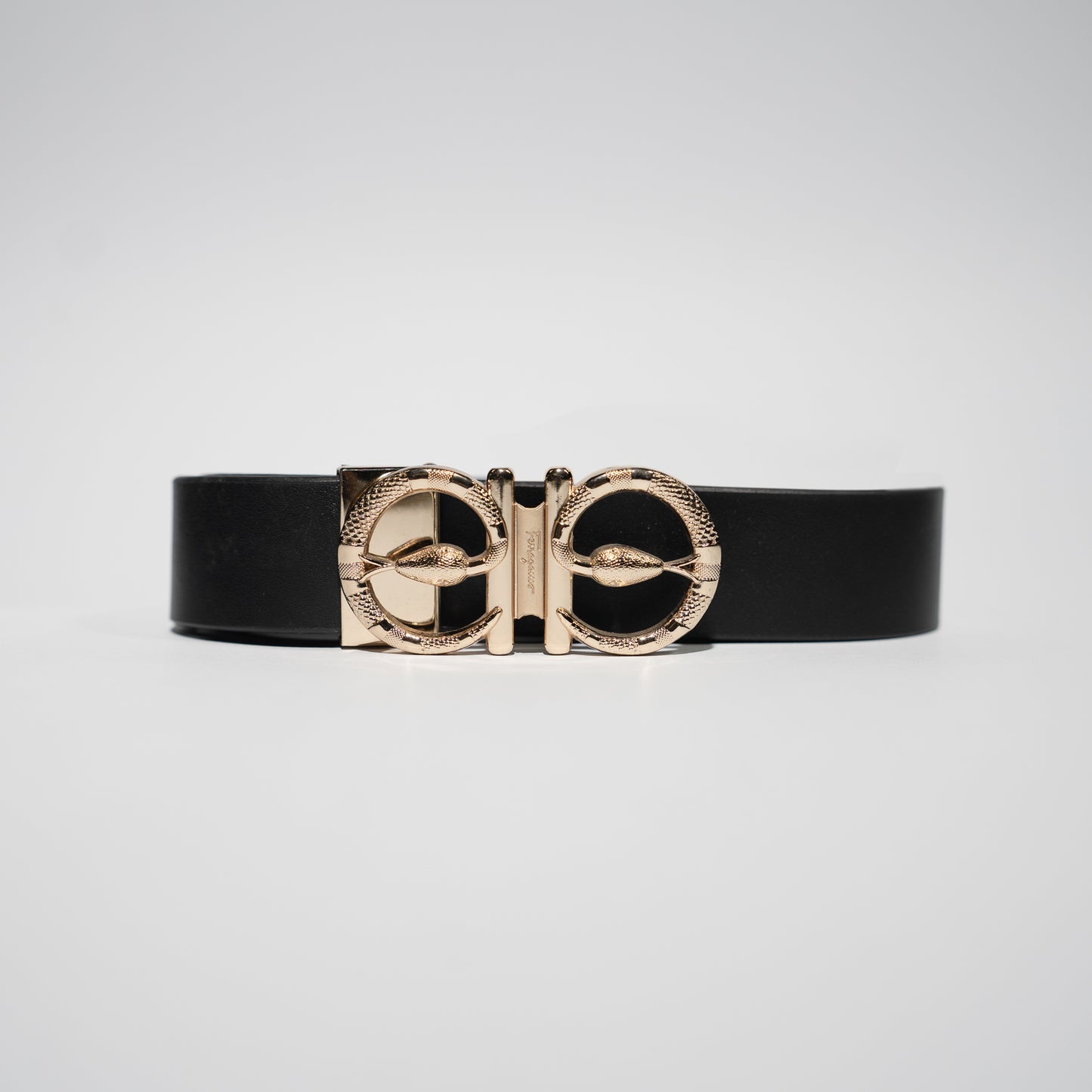 Black Genuine Leather Belt – Luxury Golden Buckle