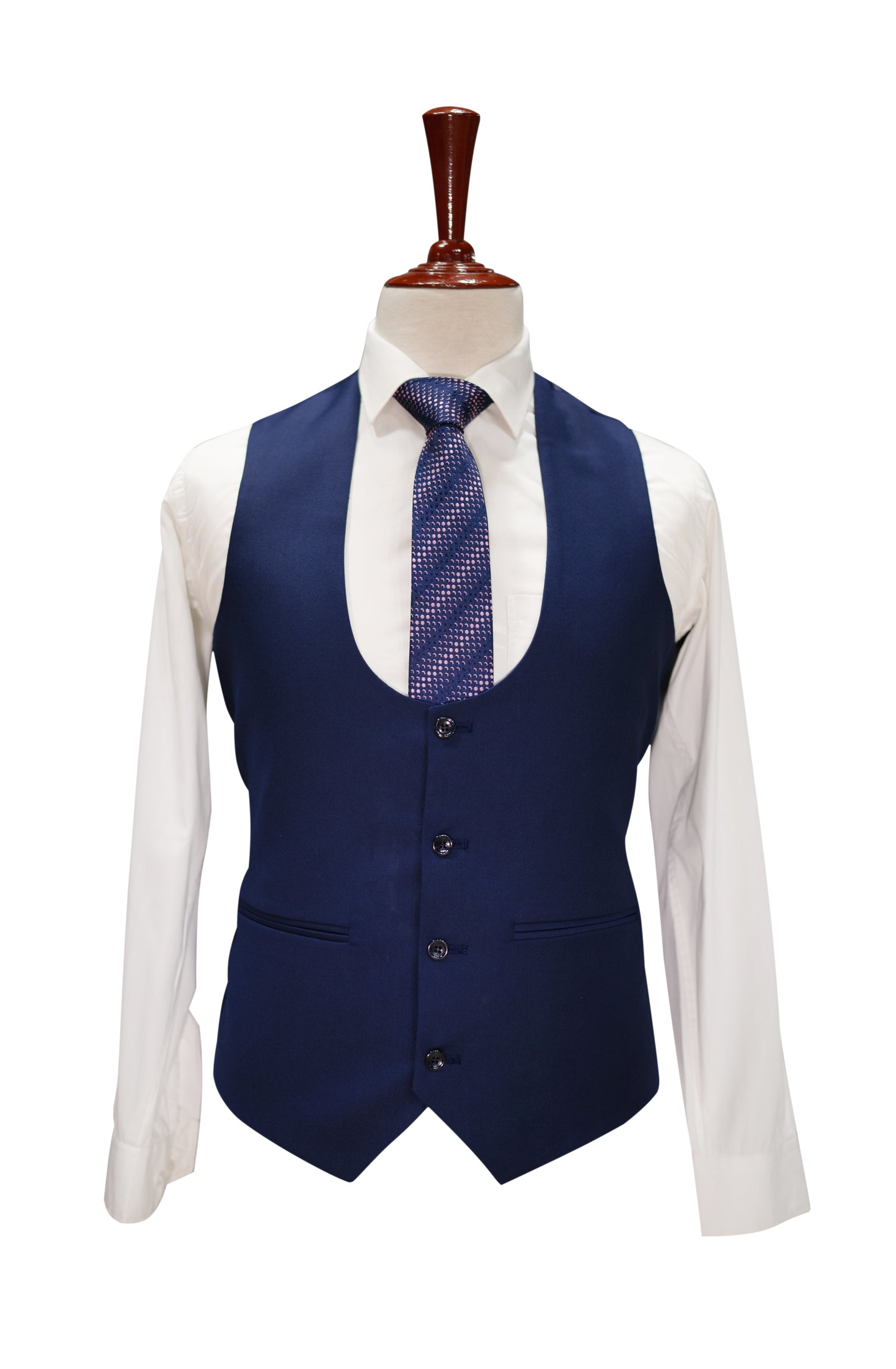 Royal Blue 3-Piece Men’s Suit with Matching Tie, Pocket Square & Chain Brooch