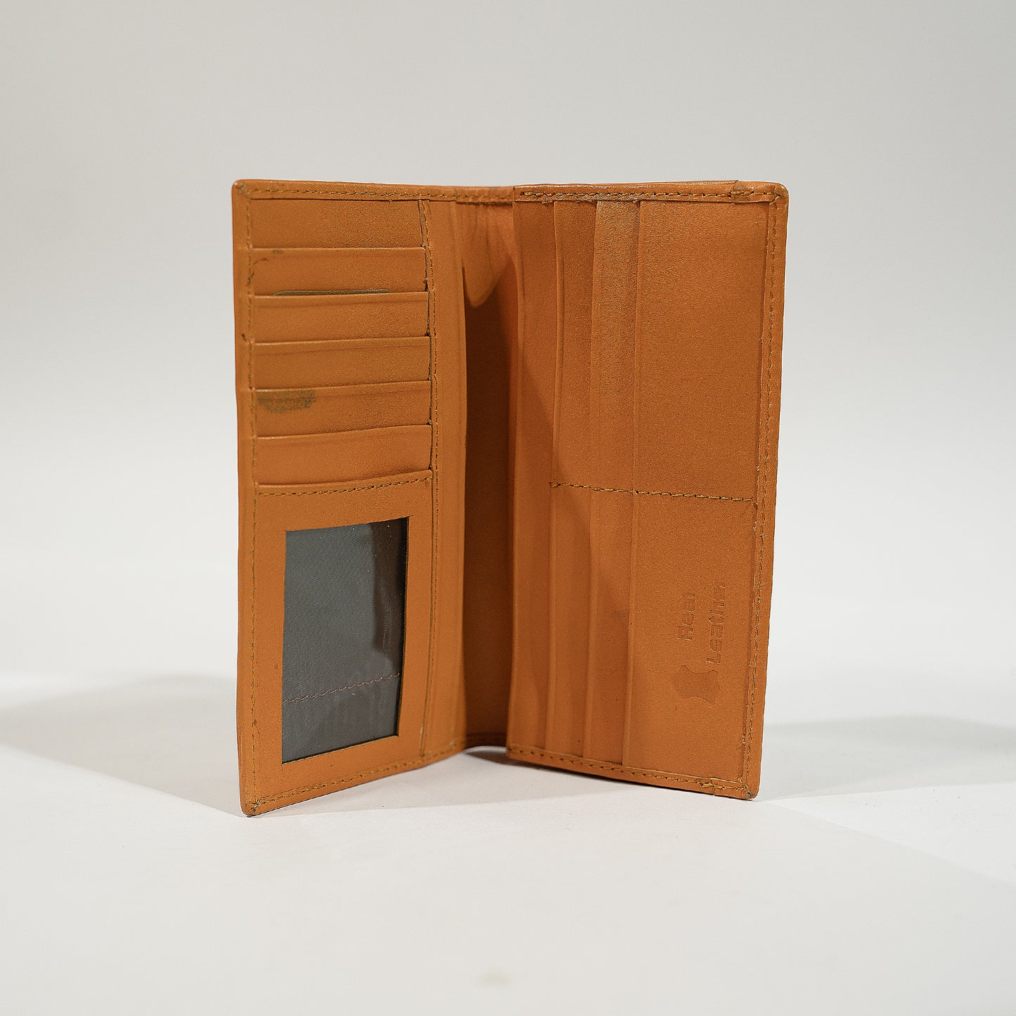 Camel Brown Genuine Leather Long Wallet – Premium Slim Design