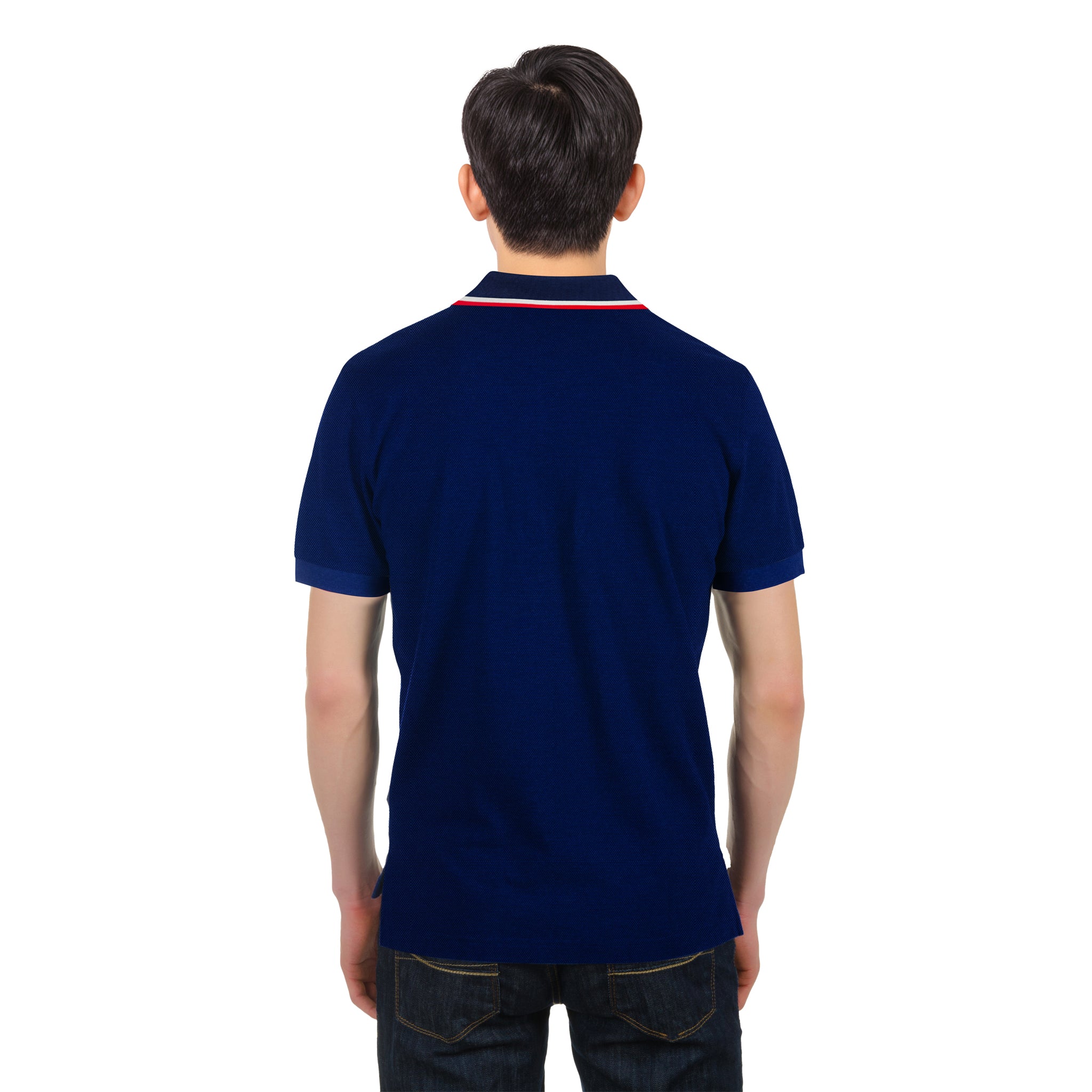 Navy Polo Shirt – Red Crest & Logo Design