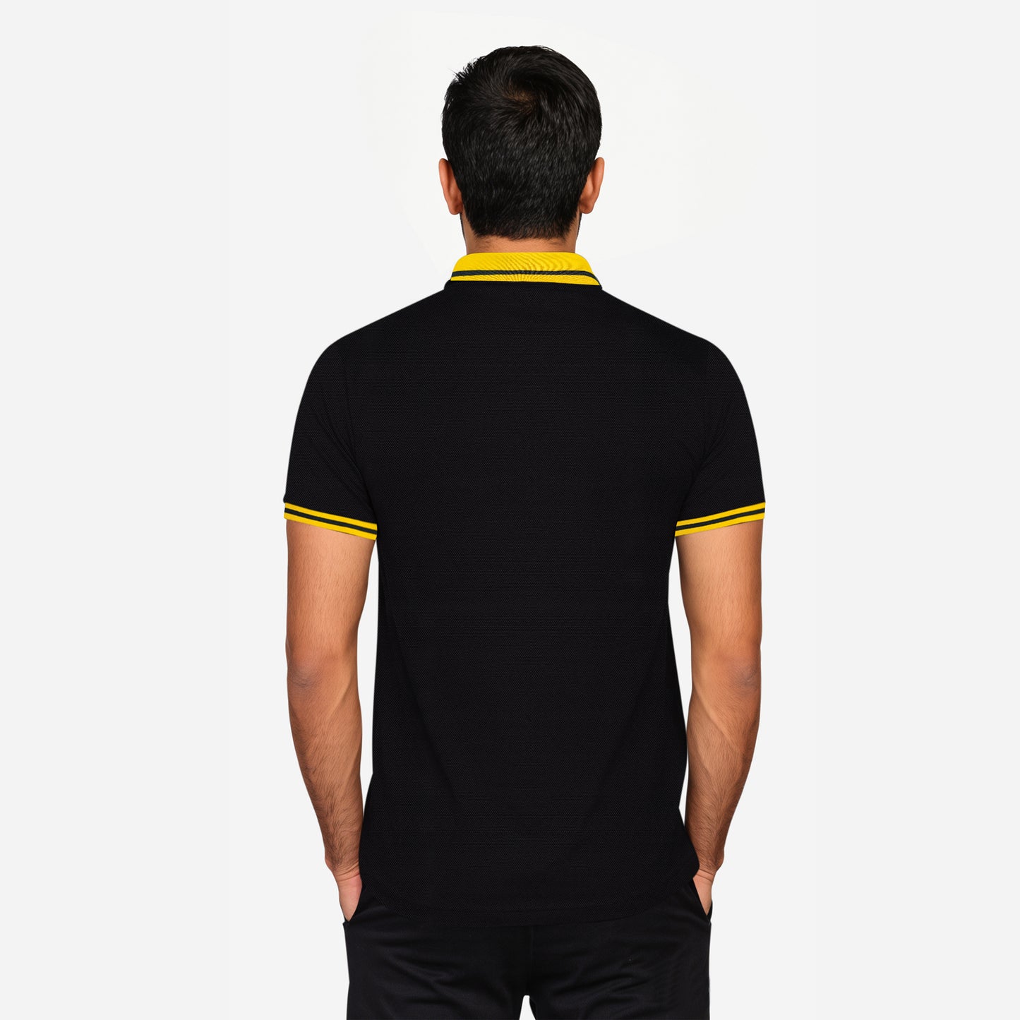 Men’s Black & Yellow Polo – Bold Logo Style
