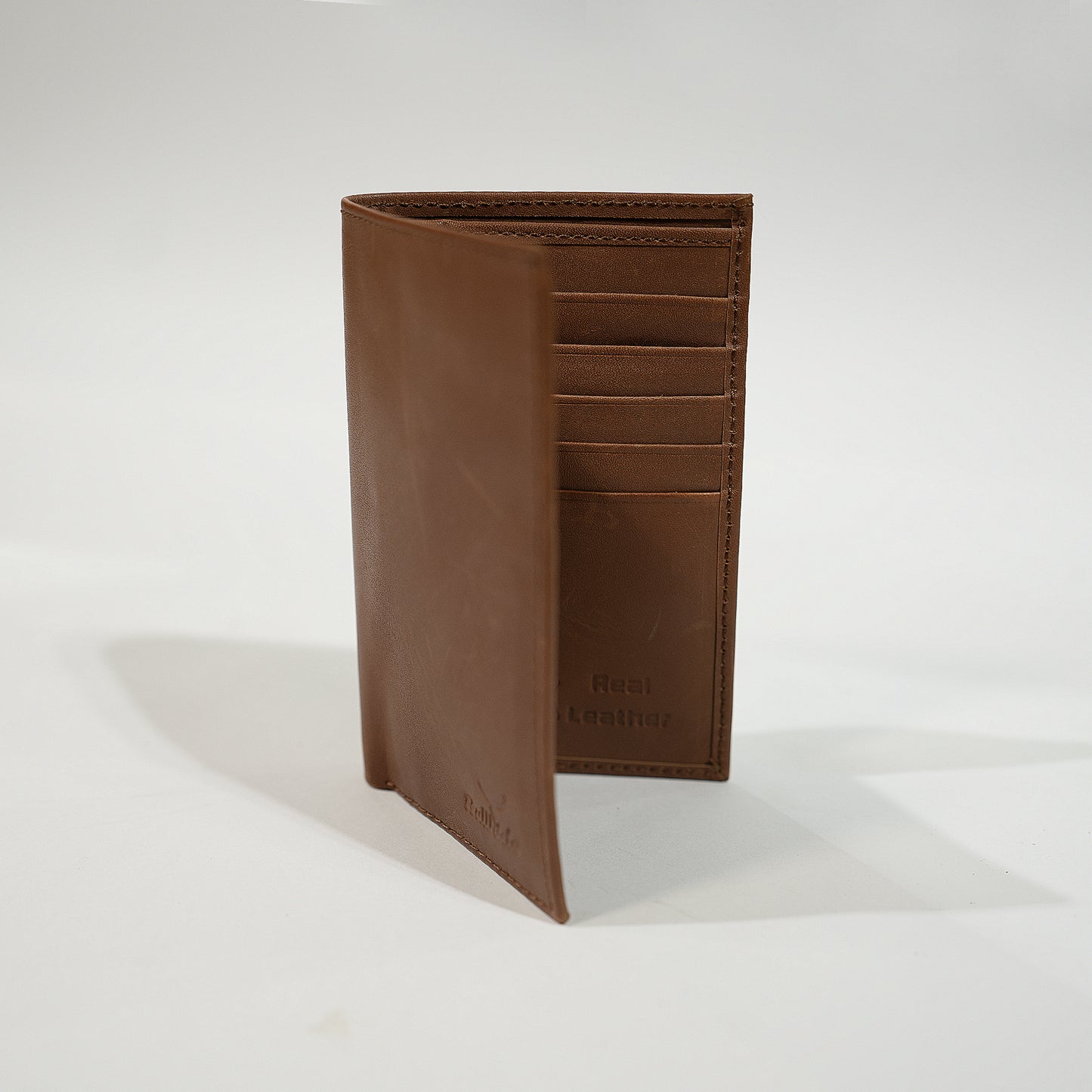 Tan Brown Genuine Leather Long Wallet – Classic Slim Design