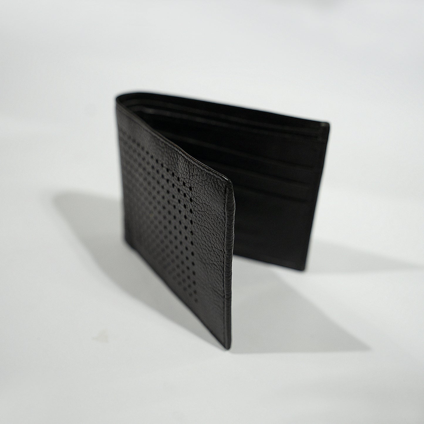 Black Genuine Leather Men’s Wallet – Perforated Slim Design