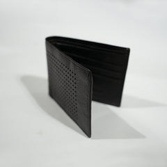 Black Genuine Leather Men’s Wallet – Perforated Slim Design
