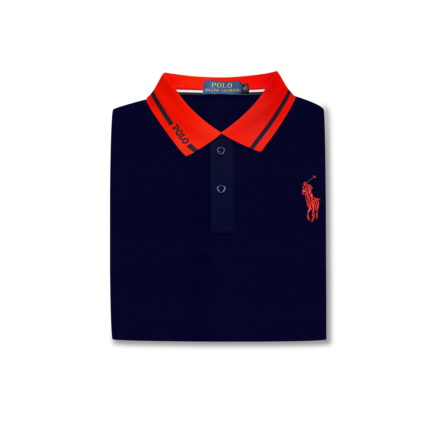 Men’s Navy Polo – Red Accent Logo Edition