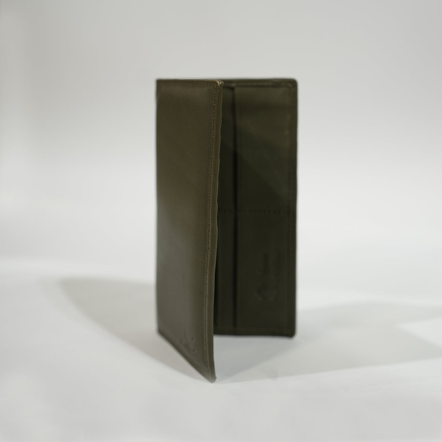 Olive Green Genuine Leather Long Wallet – Slim & Stylish Unisex Design