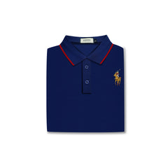 Men’s Navy Blue Polo – Premium Logo Edition