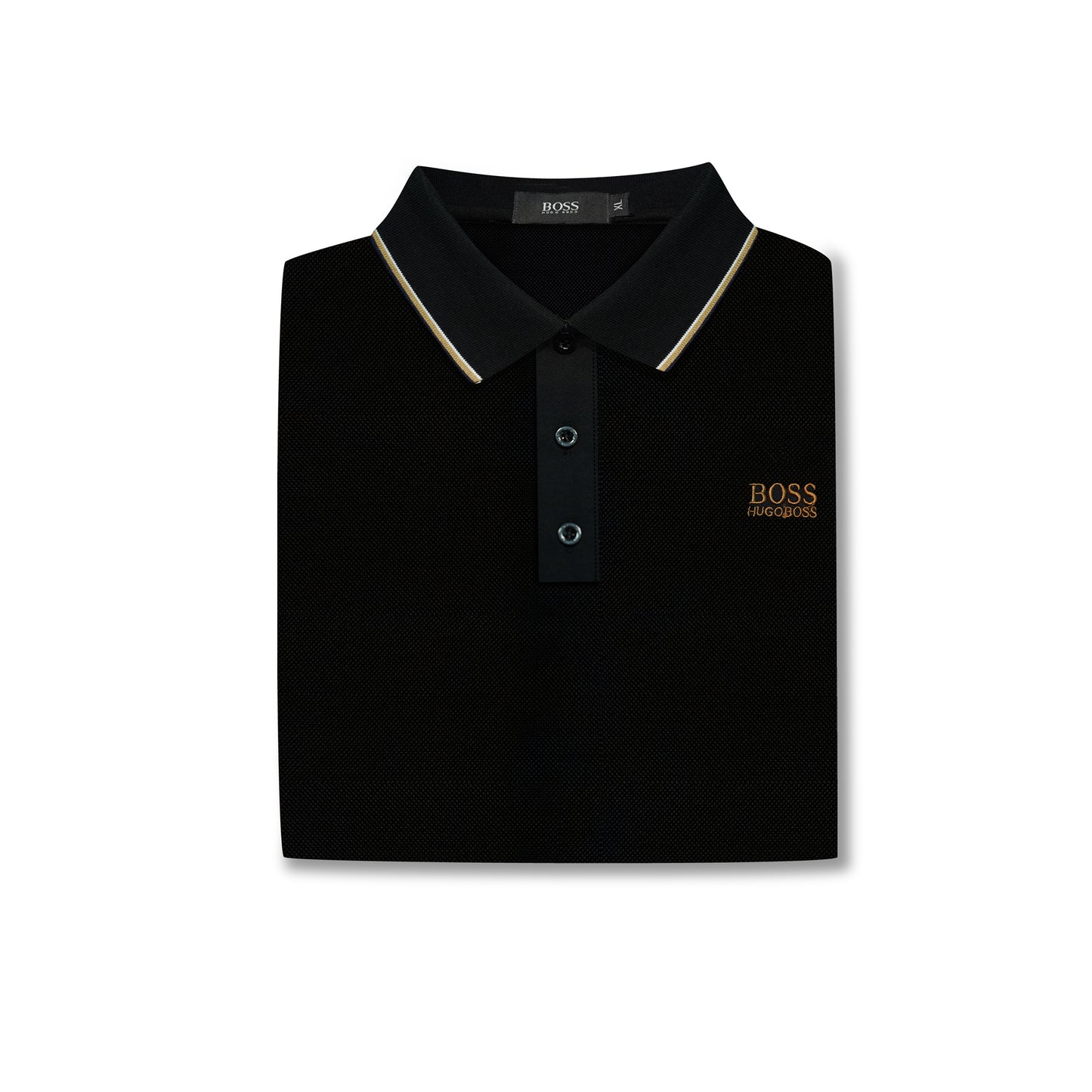 Hugo Boss Black Polo – Gold Logo & Contrast Trim