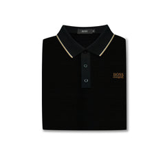 Hugo Boss Black Polo – Gold Logo & Contrast Trim
