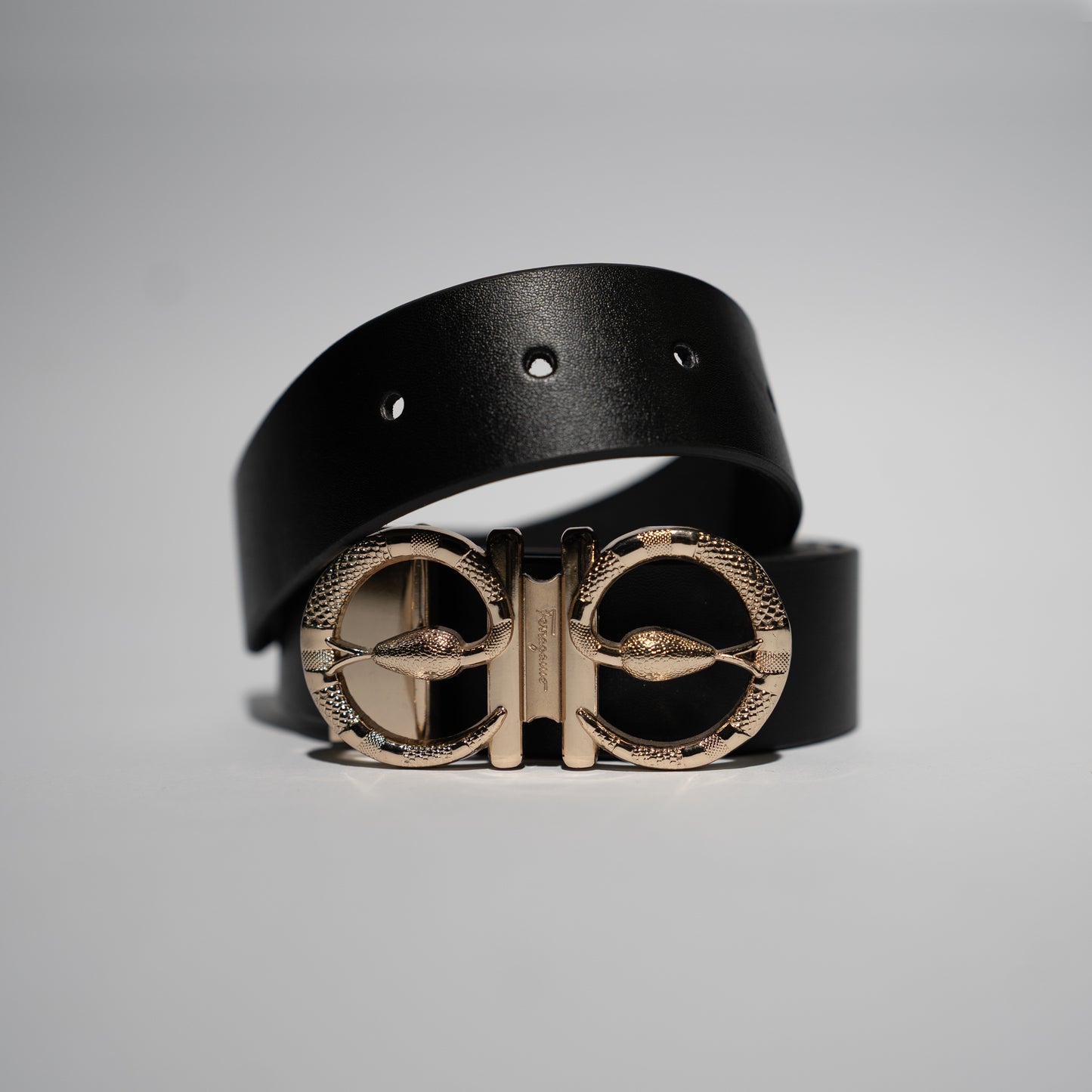 Black Genuine Leather Belt – Designer Golden Buckle