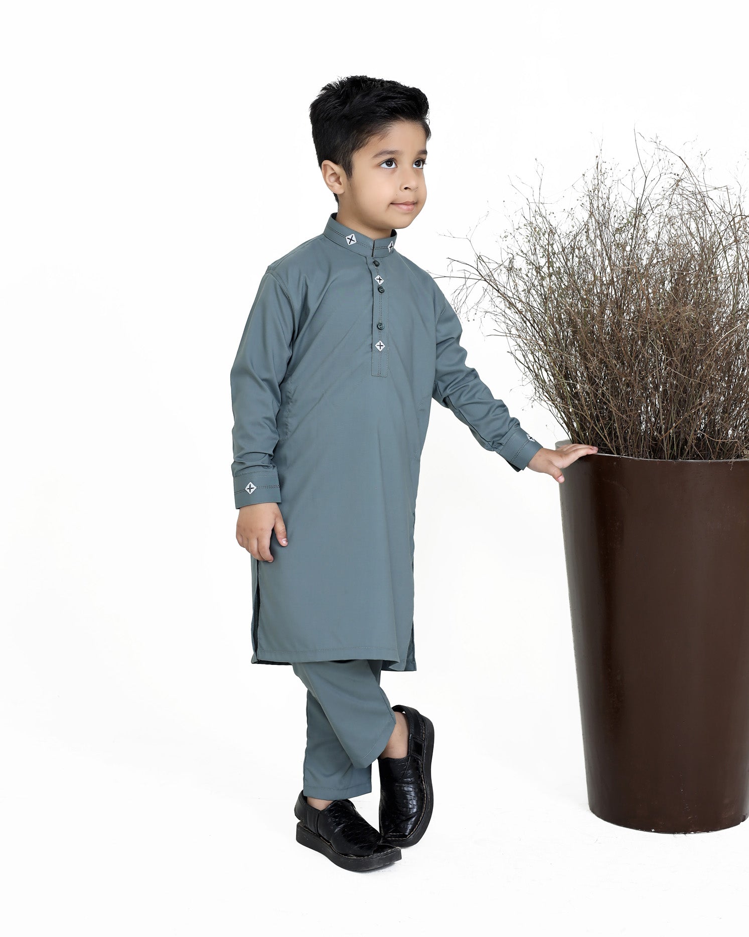 Gray Blue Color Kurta Pajama.