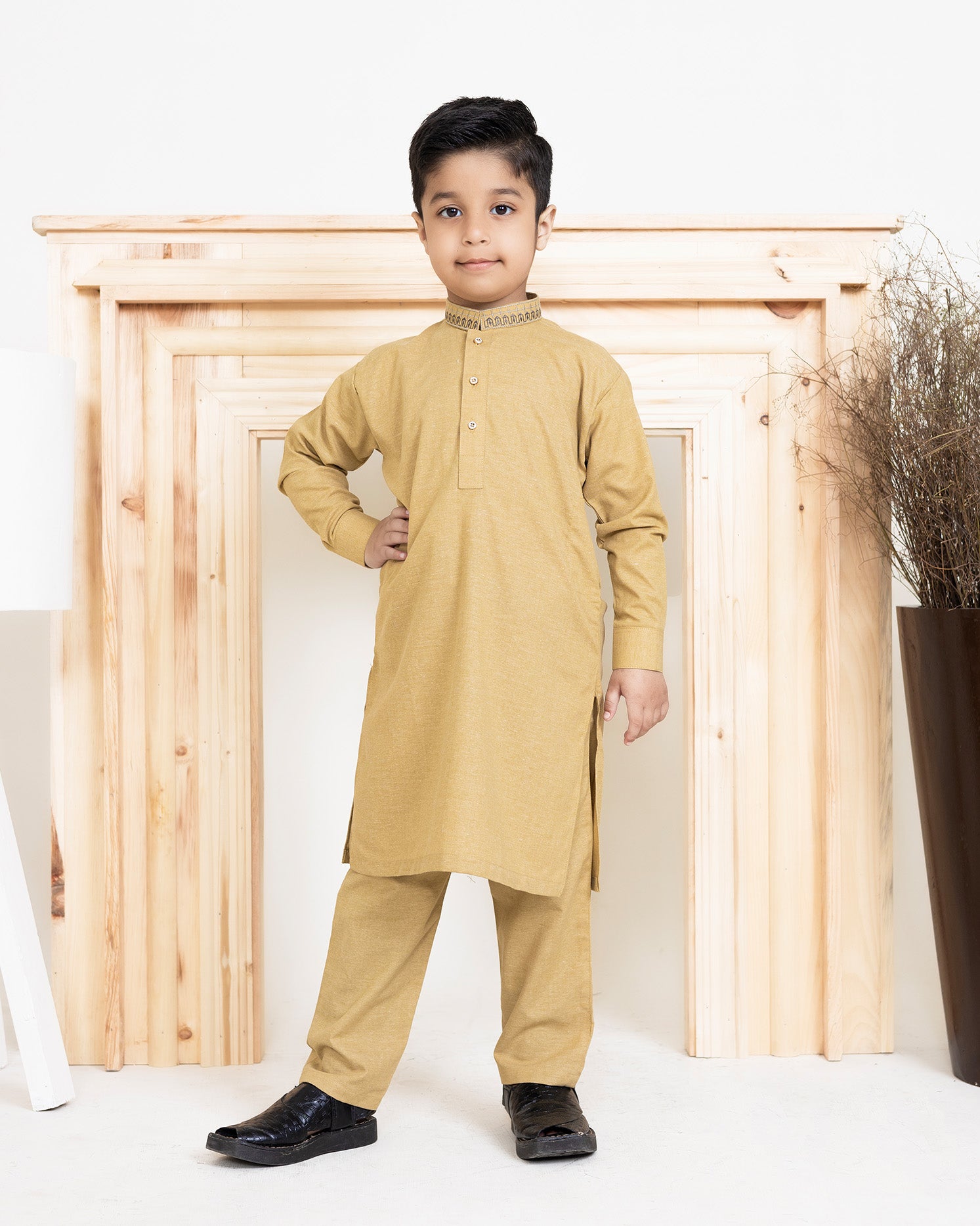 Yellowish Orange Color Kurta Pajama.