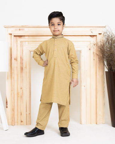 Yellowish Orange Color Kurta Pajama.